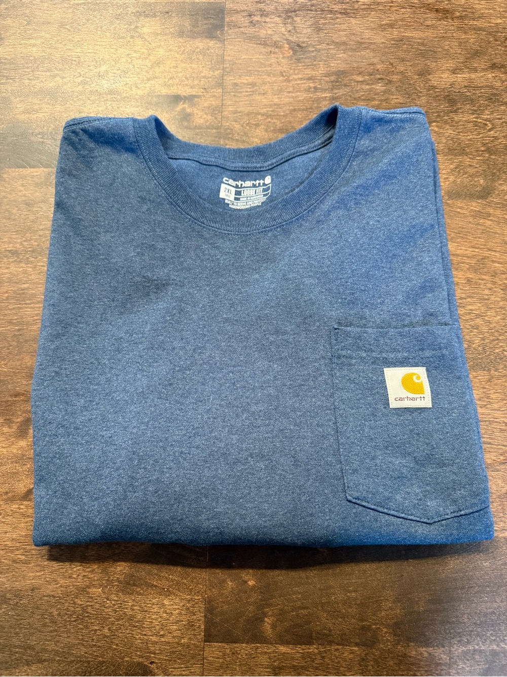 Carhartt Navy Pocket Tee with Logo Patch Loose Fit men’s size 2XL Tall